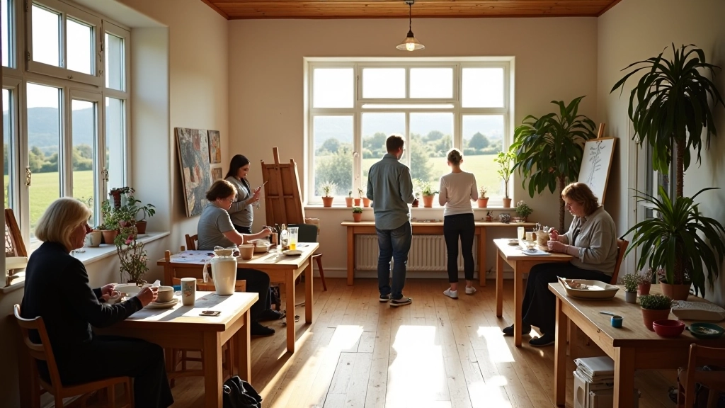 Community art studio space with natural light