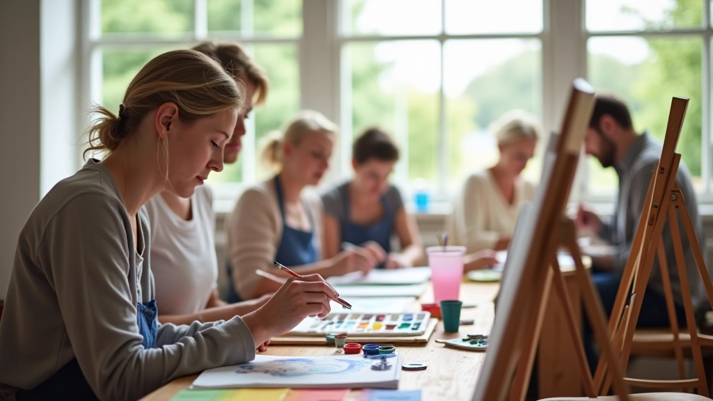 Watercolour workshop participants painting outdoors