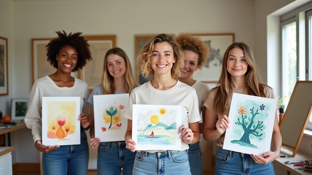 Workshop participants displaying their creative work together